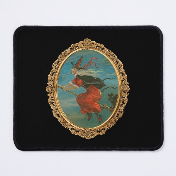 Item preview, Vintage Flying Witch & Black Cat | Antique Halloween Art designed and sold by Department of Curiosity.