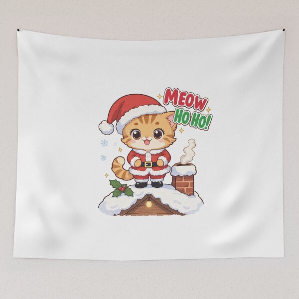 Item preview, Meow Ho Ho Christmas Cat | Cute Kawaii Santa Cat designed and sold by MurkCraft.