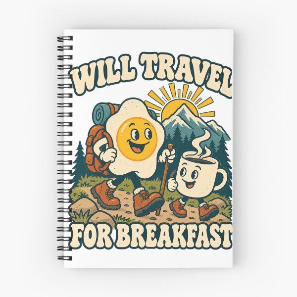 Item preview, Will Travel For Breakfast Funny Travel Cartoon Art designed and sold by VisualArtsOasis.