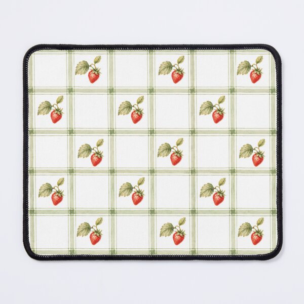 Item preview, Seamless watercolor strawberry pattern with green and white plaid background designed and sold by TerracottaStore.