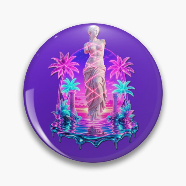 Item preview, Neon Antiquity Oasis - Classical Statue & Palm Trees designed and sold by A E S T H E T A T A G.