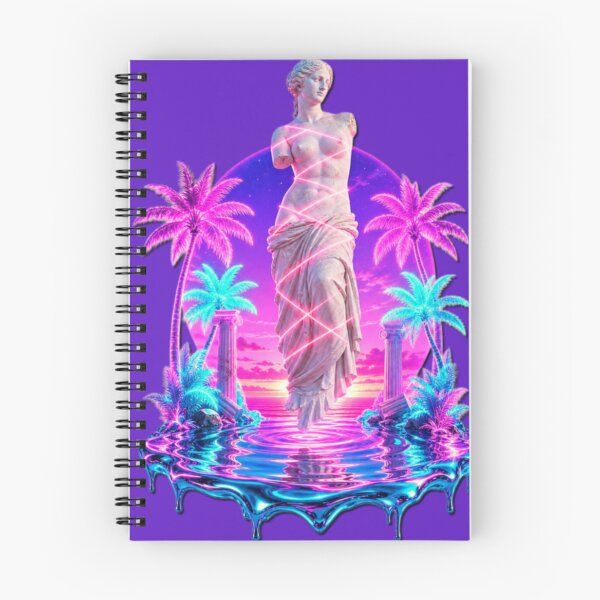 Item preview, Neon Antiquity Oasis - Classical Statue & Palm Trees designed and sold by A E S T H E T A T A G.