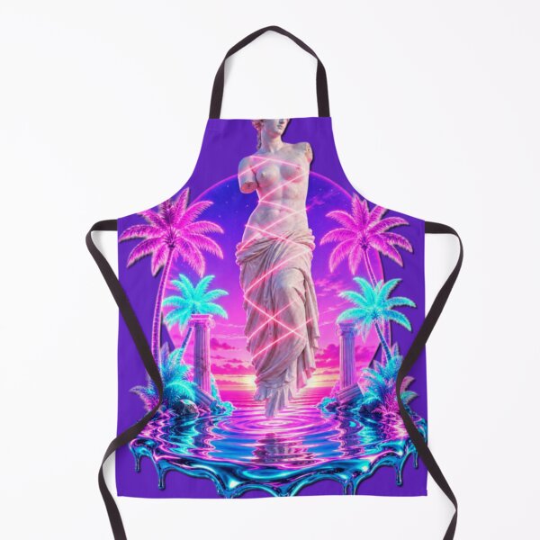 Item preview, Neon Antiquity Oasis - Classical Statue & Palm Trees designed and sold by A E S T H E T A T A G.