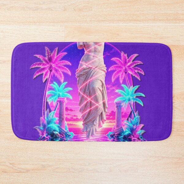 Item preview, Neon Antiquity Oasis - Classical Statue & Palm Trees designed and sold by A E S T H E T A T A G.