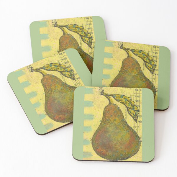 Item preview, Watercolor Pear on Vintage Music Paper designed and sold by NiobesSkein.