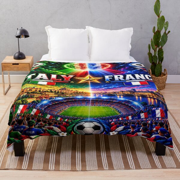 Item preview, Italy France football match poster /cosmic neon football rival art poster designed and sold by Nexus Space.