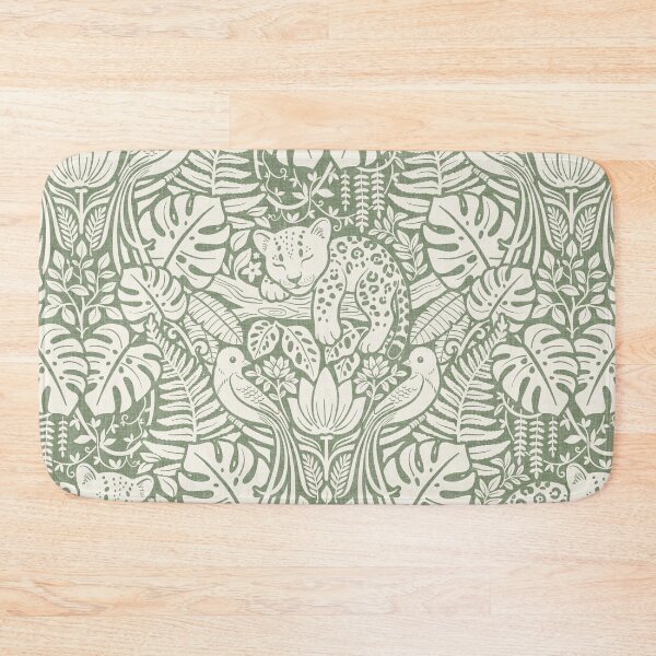 Item preview, The Wild Catnap Club - Baby Leopard Arts and Crafts Dark Sage Green designed and sold by miavaldez.