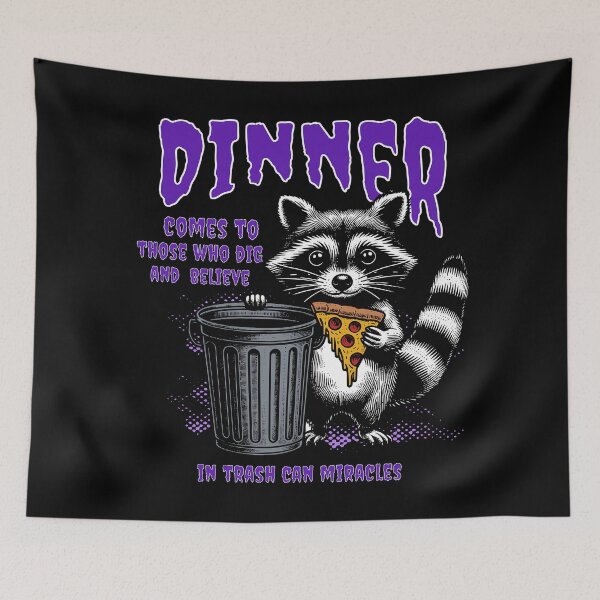 Item preview, Trash Can Miracles Raccoon & Pizza Illustration  designed and sold by FaeryNuff.