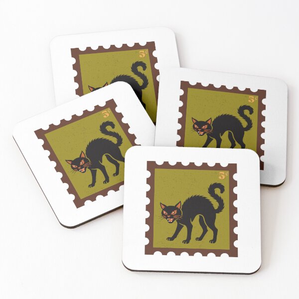Item preview, Vintage Black Cat Postage Stamp | Retro Halloween Art designed and sold by Department of Curiosity.