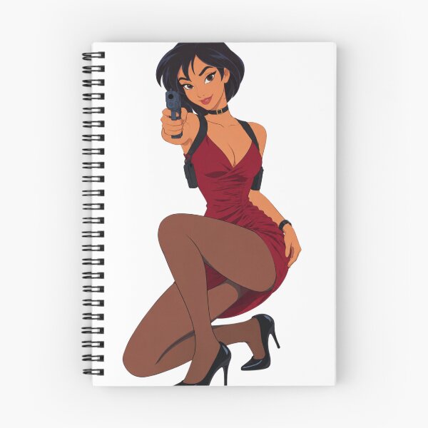 Item preview, Retro Spy Cartoon Pin Up – Red Dress Secret Agent designed and sold by  Hollow Moon Studios..