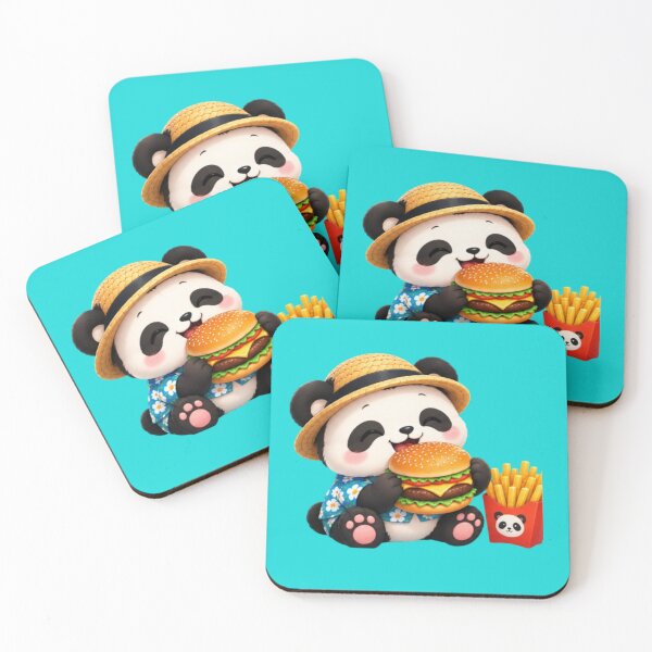 Item preview, Kawaii Panda Eating Burger – Cute Foodie Panda designed and sold by MushArtist.
