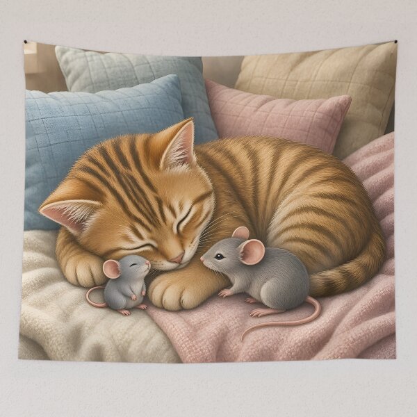 Item preview,  Ginger Cat and Two Mice designed and sold by TinCatOutPost.