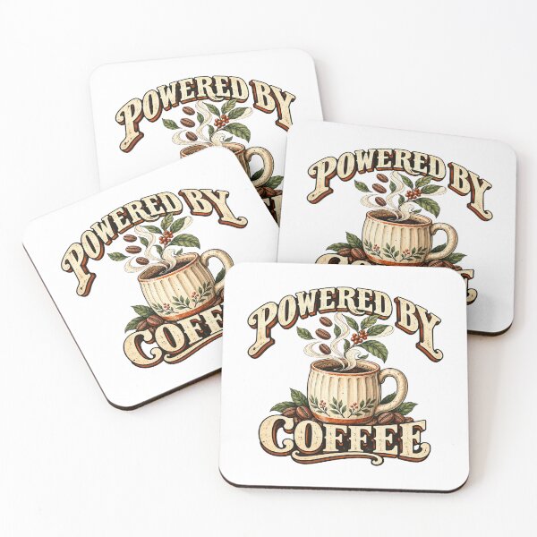 Item preview, Powered By Coffee Vintage Retro Coffee Lover Design designed and sold by OUICHA.