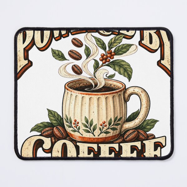 Item preview, Powered By Coffee Vintage Retro Coffee Lover Design designed and sold by OUICHA.