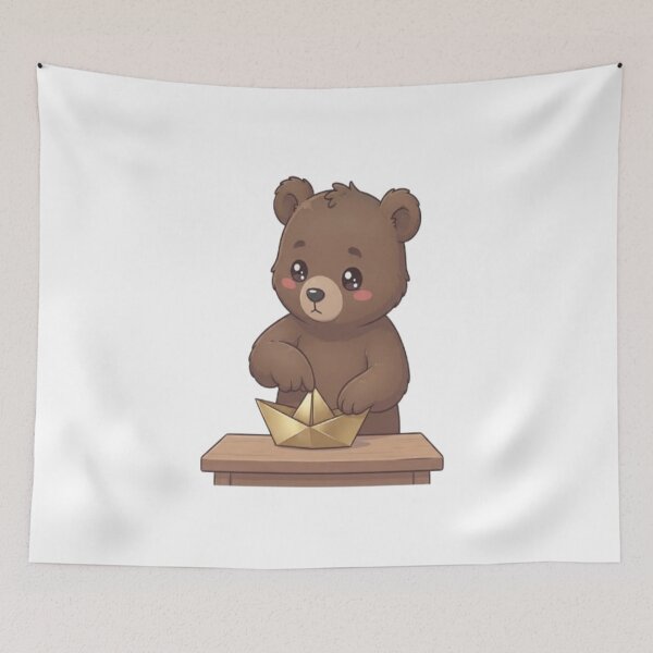 Item preview, Cute Bear Folding Paper Boat designed and sold by Ella_Sketch.