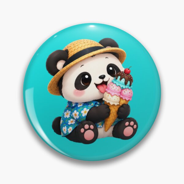 Item preview, Kawaii Panda Eating Ice Cream – Cute Summer Panda designed and sold by MushArtist.