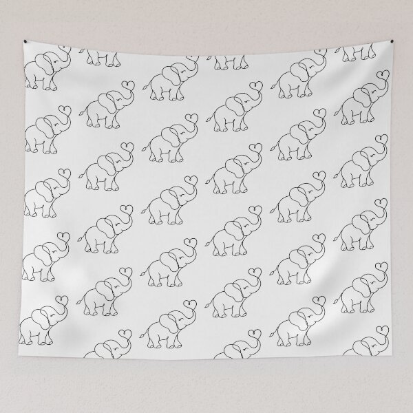 Item preview, Elephant Heart Minimal Line Art designed and sold by LineArtDrawing.