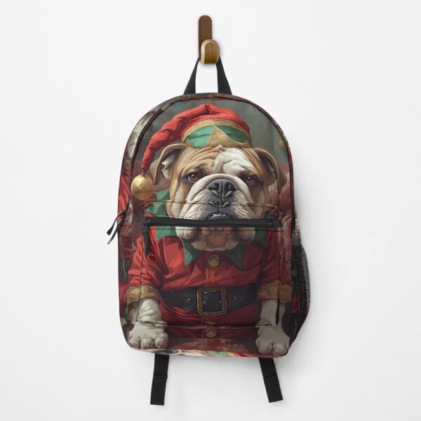 Item preview, Grumpy Bulldog Dog in Elf Costume Funny Christmas Pet Portrait designed and sold by VibranPalette.
