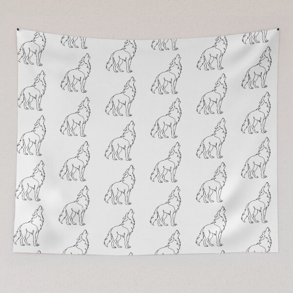 Item preview, Howling Wolf Minimal Line Art designed and sold by LineArtDrawing.