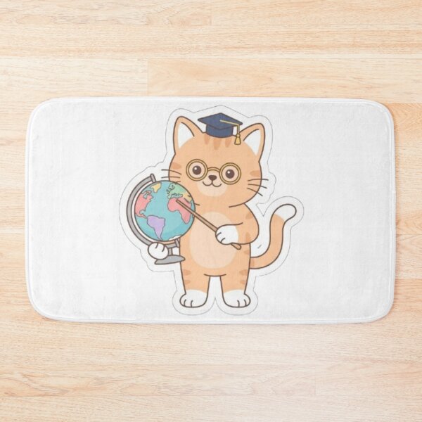 Artikelvorschau, Geographielehrerin Katze mit Globus entworfen und verkauft von PrintforDesign.