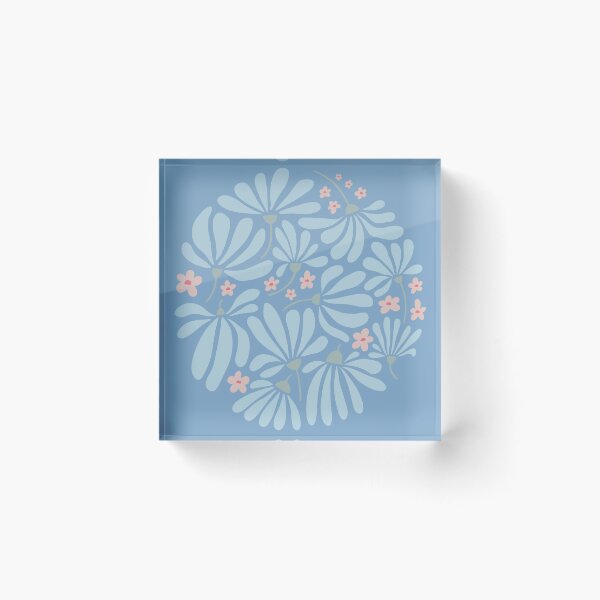 Item preview, Round daisy bouquet (faded denim & pink) designed and sold by 247DesignStudio.