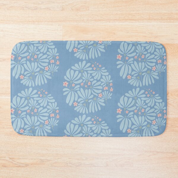 Item preview, Round daisy bouquet (faded denim & pink) designed and sold by 247DesignStudio.