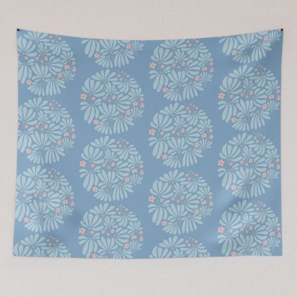 Item preview, Round daisy bouquet (faded denim & pink) designed and sold by 247DesignStudio.