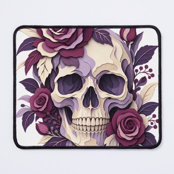 Item preview, Purple Floral Skull Paper Cut Art Design designed and sold by EhsanDigitalStudio.
