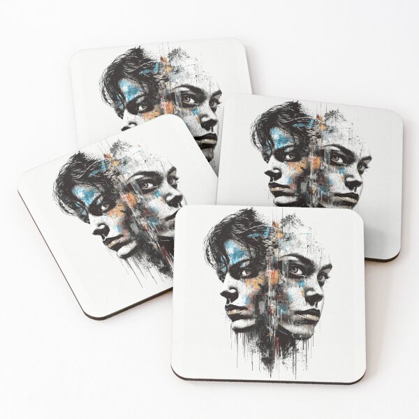 Item preview, Abstract Split Face Portrait Grunge Street Art designed and sold by ERODED SELF.