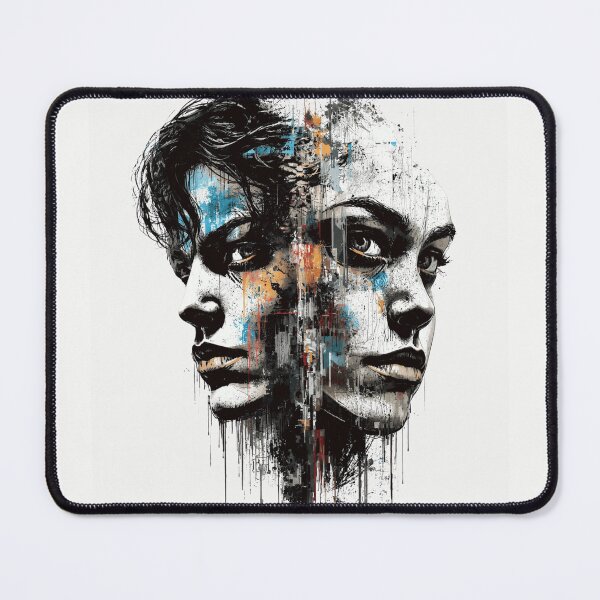 Item preview, Abstract Split Face Portrait Grunge Street Art designed and sold by ERODED SELF.