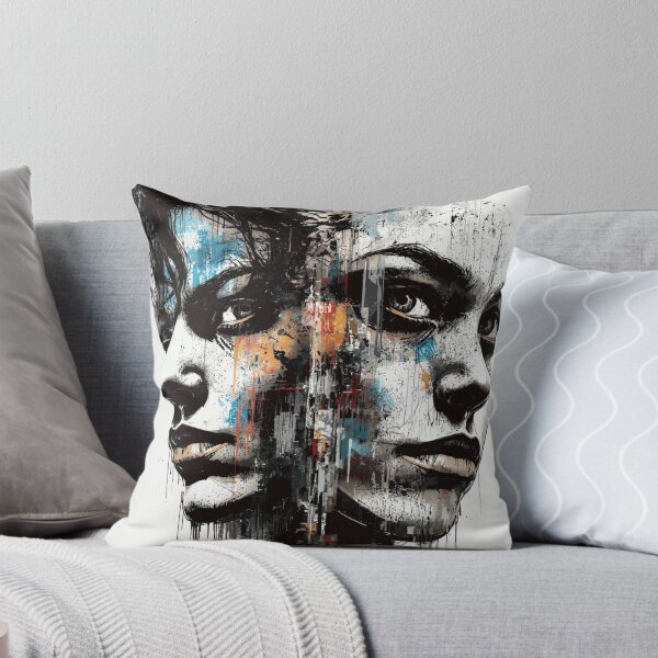 Item preview, Abstract Split Face Portrait Grunge Street Art designed and sold by ERODED SELF.