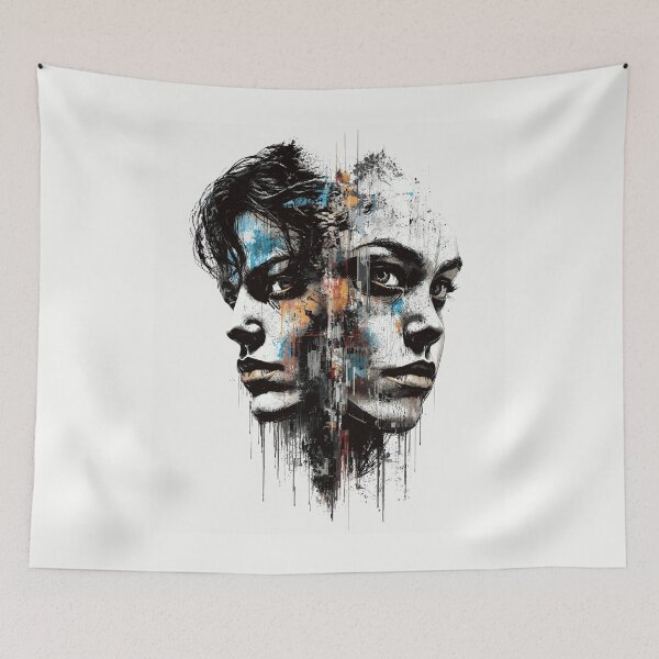 Item preview, Abstract Split Face Portrait Grunge Street Art designed and sold by ERODED SELF.