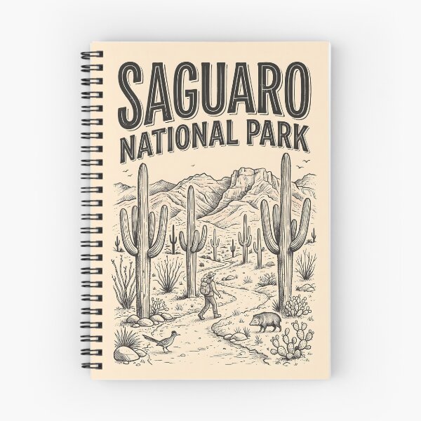 Item preview, Saguaro National Park Arizona Vintage Travel Poster Art designed and sold by Wild Places Paper Co..