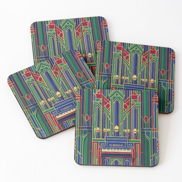 Item preview, Retro Geometric Pipe Organ - Mid-Century Modern Line Art Stained Glass designed and sold by pinkal.