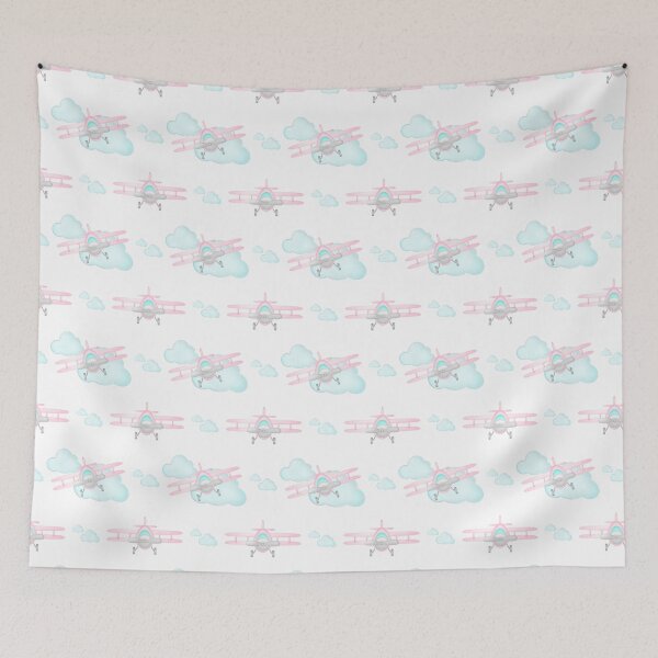 Item preview, Watercolor Pastel Pink Airplane Pattern designed and sold by PatternUnique.