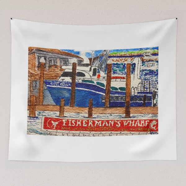 Item preview, Harbor Dock Scene Watercolor designed and sold by BirdandaBrush.