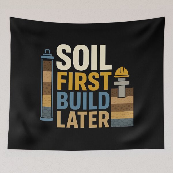 Item preview, Soil First Build Later Funny Geotechnical Engineer Gift designed and sold by DreamLayerStudio.