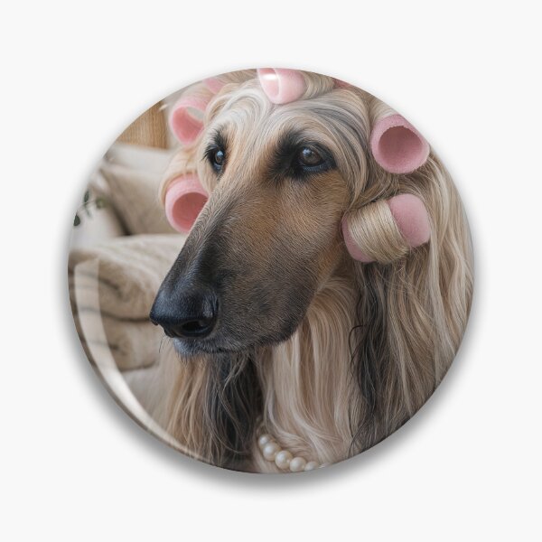 Item preview, Afghan Hound Wearing Pink Sponge Curlers designed and sold by Maria Dryfhout.