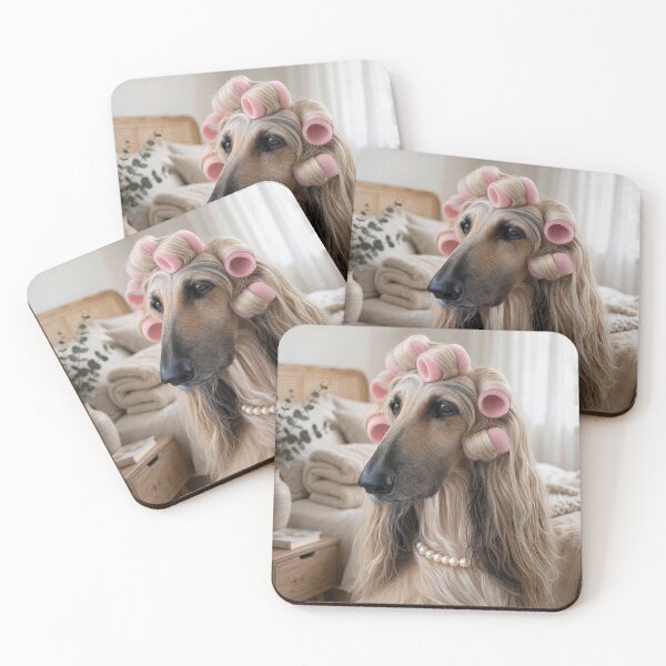 Item preview, Afghan Hound Wearing Pink Sponge Curlers designed and sold by Maria Dryfhout.