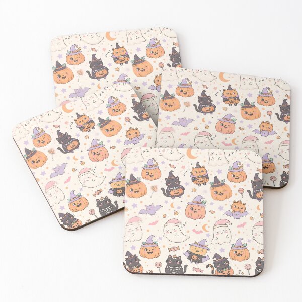 Item preview, Cute Pastel Halloween kawaii Cats Ghosts spooky pumpkins Pattern  designed and sold by ArtDesignTp.