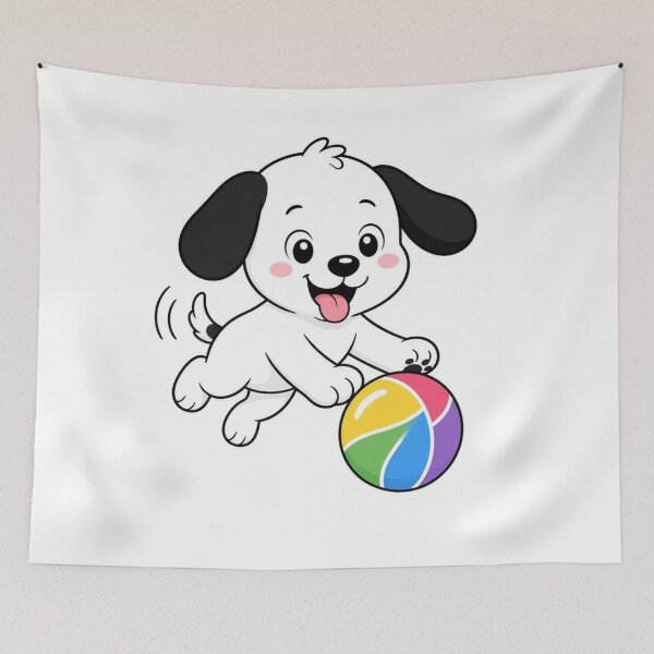 Item preview, Playful Puppy With Colorful Beach Ball designed and sold by ExploreAura Studio.
