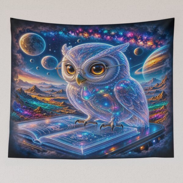 Item preview, The Cosmic Bookworm Owl - Celestial Wisdom designed and sold by Breezes-of-Ida.