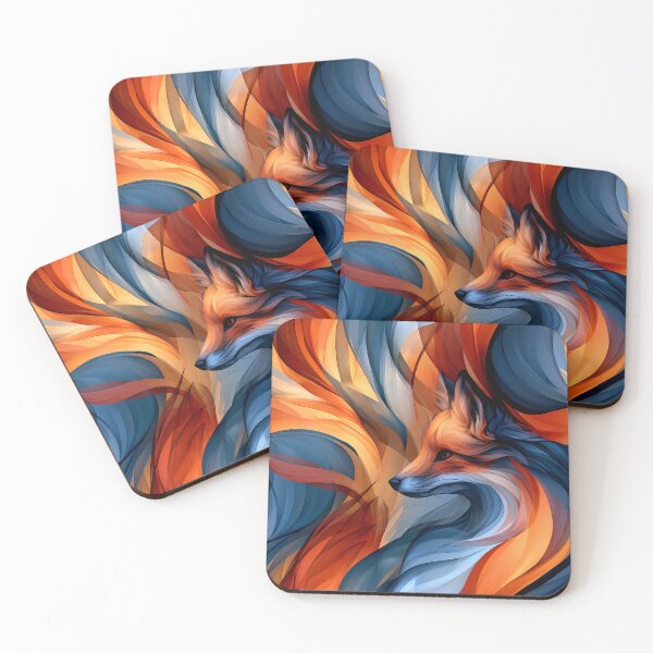 Item preview, Abstract Fox Pattern Orange Blue Swirl Fantasy Art designed and sold by Nine Lives Studio.
