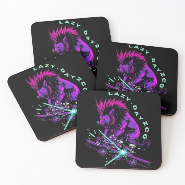 Item preview, Neon cyber skate lion designed and sold by LazyDayzCo.
