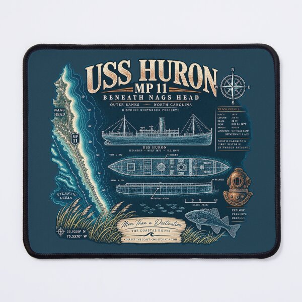 Item preview, USS Huron Beneath Nags Head designed and sold by The Coastal Route.