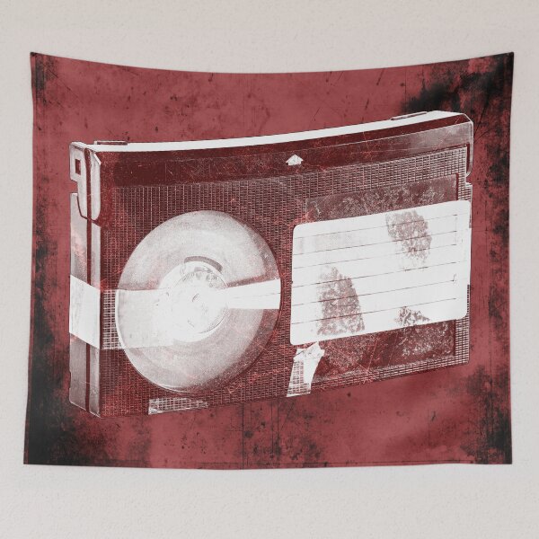 Item preview, Red Weathered VHS Cassette Faded Label Vintage Media designed and sold by Ghoul Enterprises.