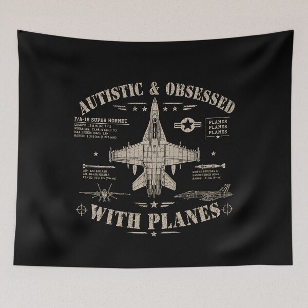 Item preview, Autistic & Obsessed With Planes - F/A-18 Super Hornet Blueprint designed and sold by Neurospicy Trolls.