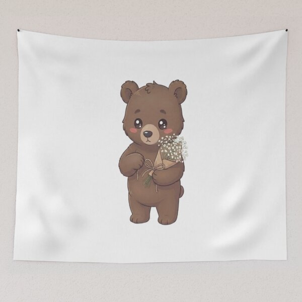 Item preview, Cute Bear Holding Flower Bouquet designed and sold by Ella_Sketch.