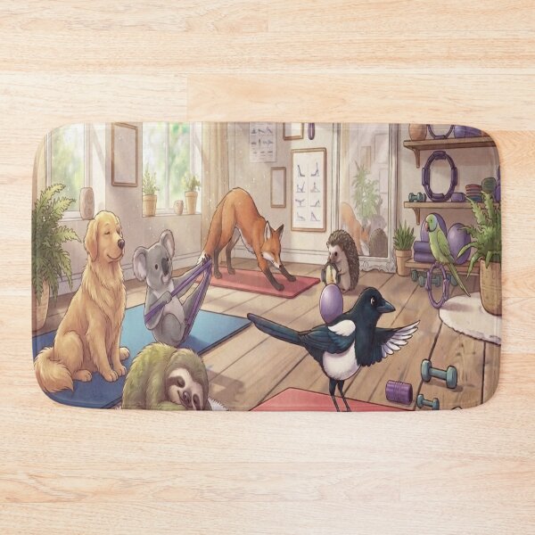 Item preview, Cute Animals Doing Yoga and Stretching in a Studio designed and sold by AfresStudio.