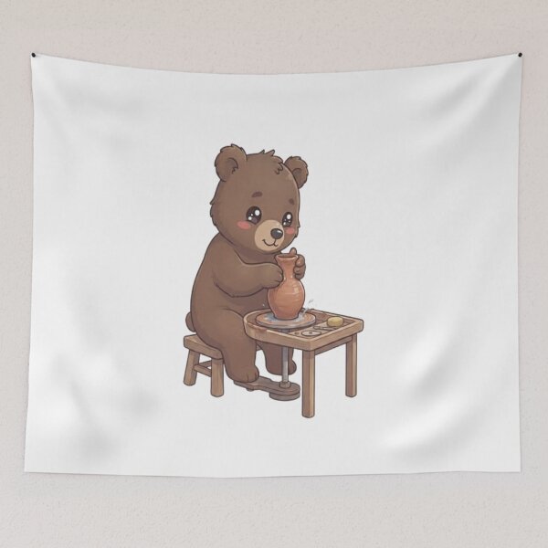 Item preview, Cute Bear Making Pottery Vase designed and sold by Ella_Sketch.